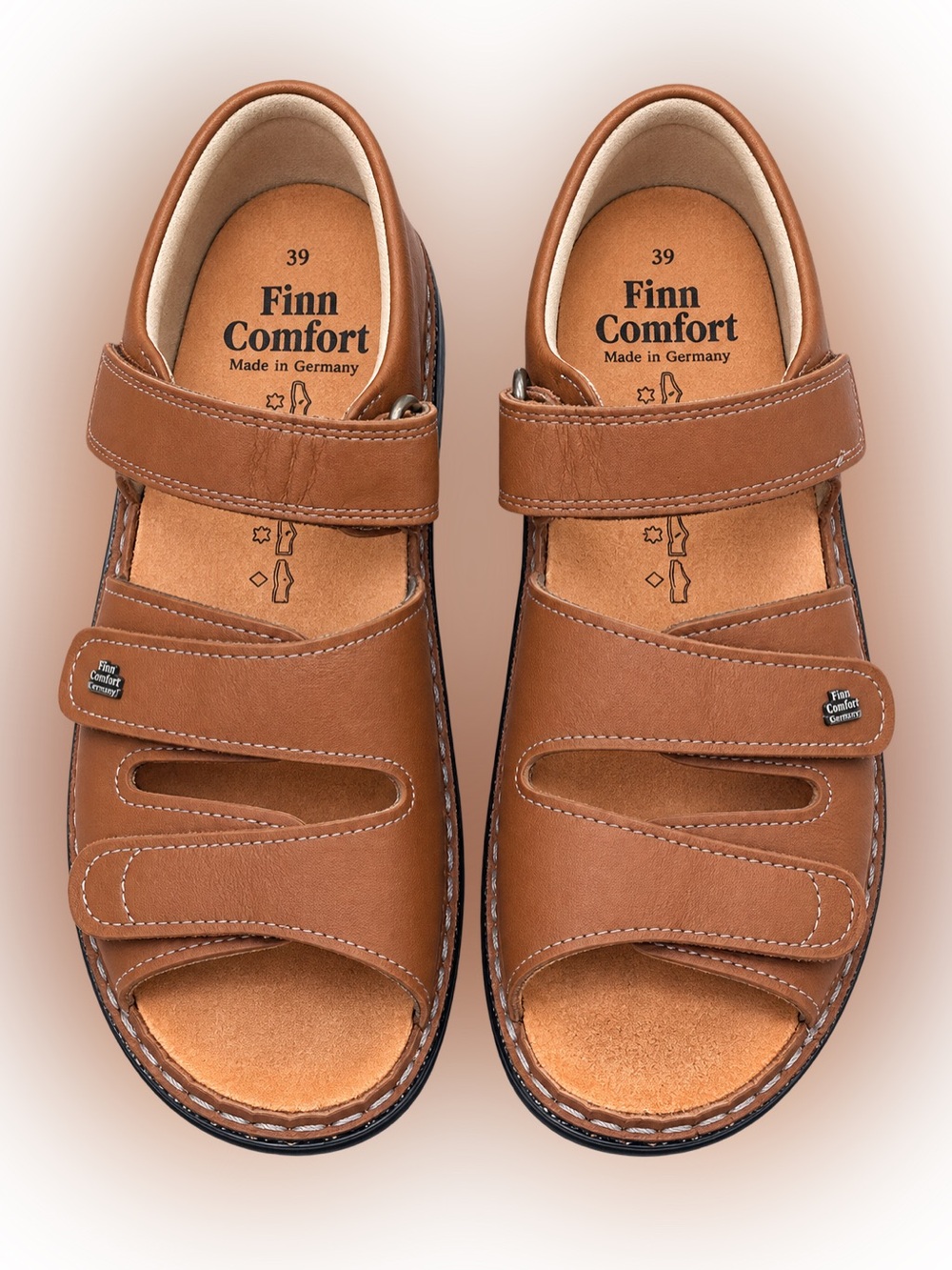 Finn Comfort Germany Brown Leather Comfort Sandals Size 39